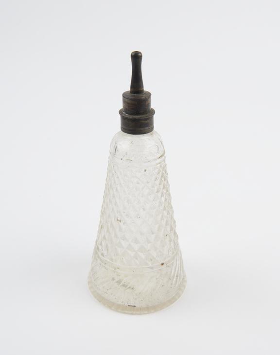 Glass and silver plated infant's feeding bottle, Europe