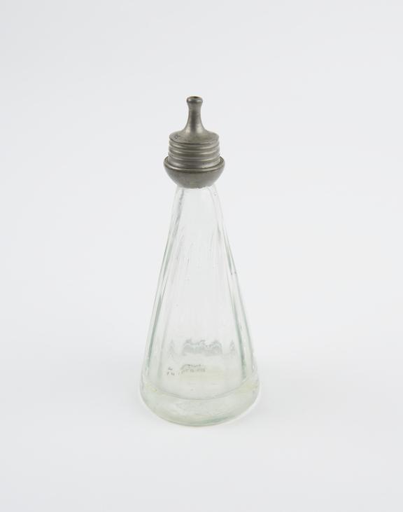 Glass and pewter infant's feeding bottle