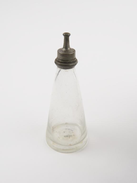 Glass and pewter infant's feeding bottle