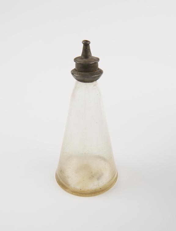 Glass and pewter infant's feeding bottle, Europe, 1751-1870