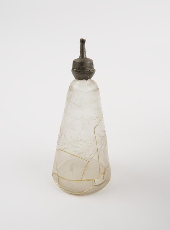 Glass and pewter infant's feeding bottle, Europe, 1701-1850