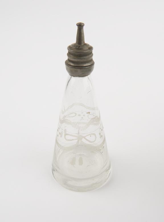 Glass and pewter infant's feeding bottle, Europe, 1701-1850