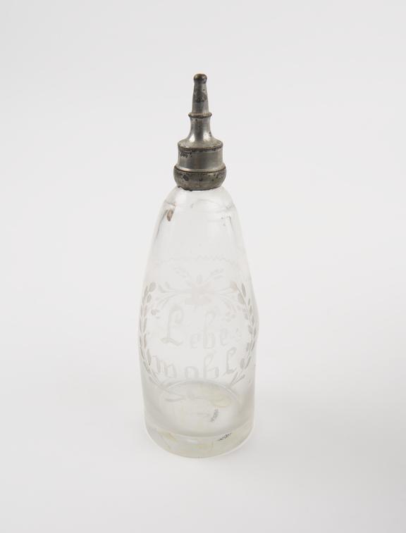 Glass and pewter infant's bottle, probably German, 1701-1800