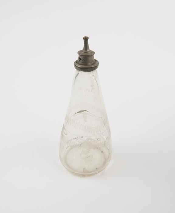 Glass and pewter infant's feeding bottle