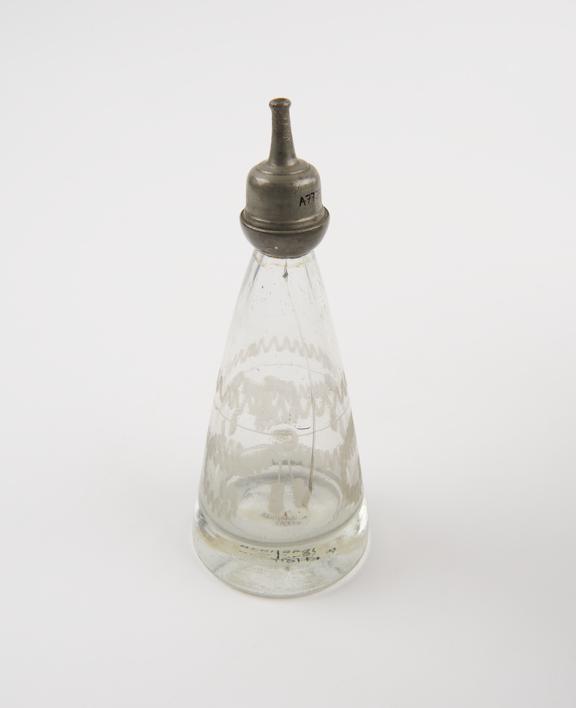 Glass and pewter infant's feeding bottle