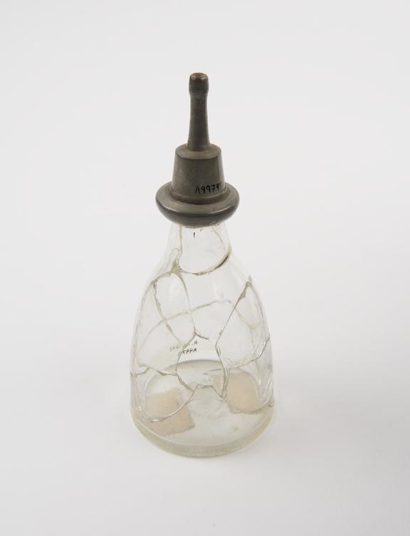 Glass and pewter infant's feeding bottle