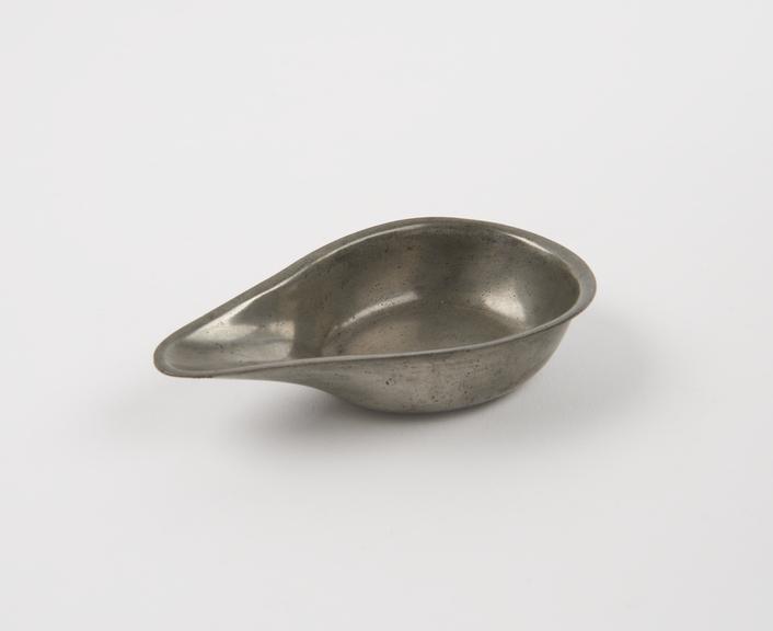 Pap boat, pewter, by Broadhead and Atkin, Sheffield, English