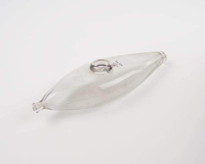 Glass infant's feeding bottle, boat shaped, Europe, 1801-1900