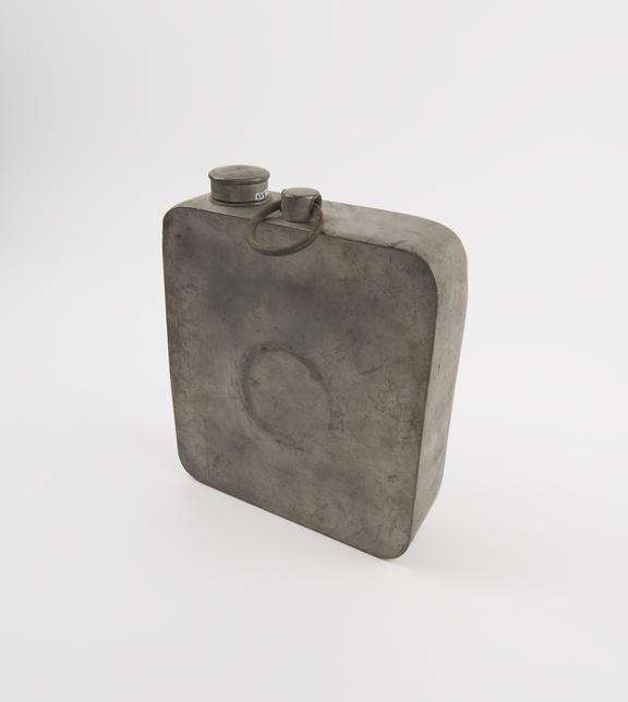 Flat rectangular pewter hot water bottle