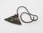 Triangular leather amulet with attached leather thong decorated