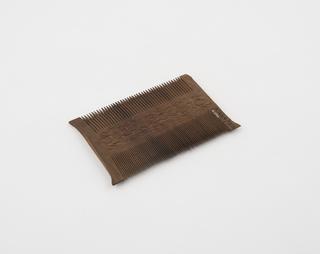 Wooden comb, rectangular, double edged, African