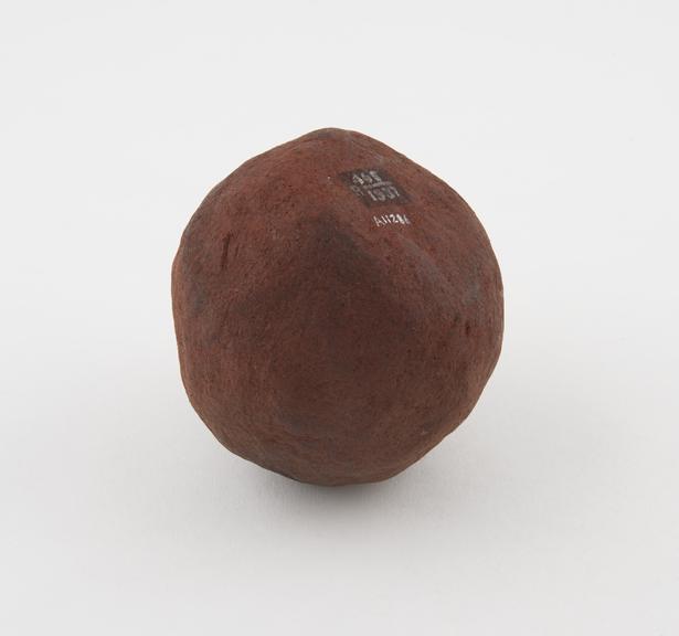 Red ball of dye made from vegetable fibre, African, 1850-1900