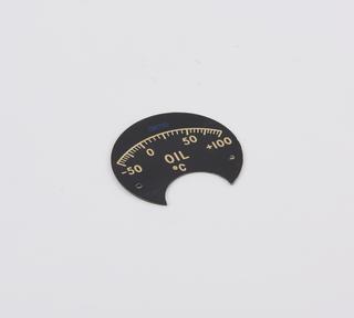 Oil temperature gauge readings plate, for Beardmore Heavy Oil diesel engine, from Airship R. 101