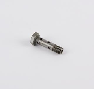 Hex bolt with four holes through shaft, for Beardmore Heavy Oil diesel engine, from Airship R. 101