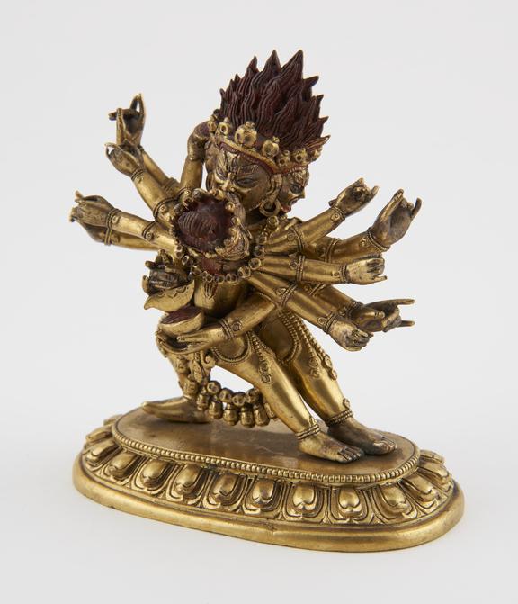 Gilt brass buddhist statue of Mahakala, Tibetan, 1801-1900