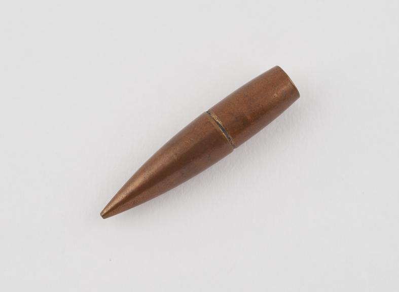 Bullet, brass possibly amuletic or carried as charm souvenir