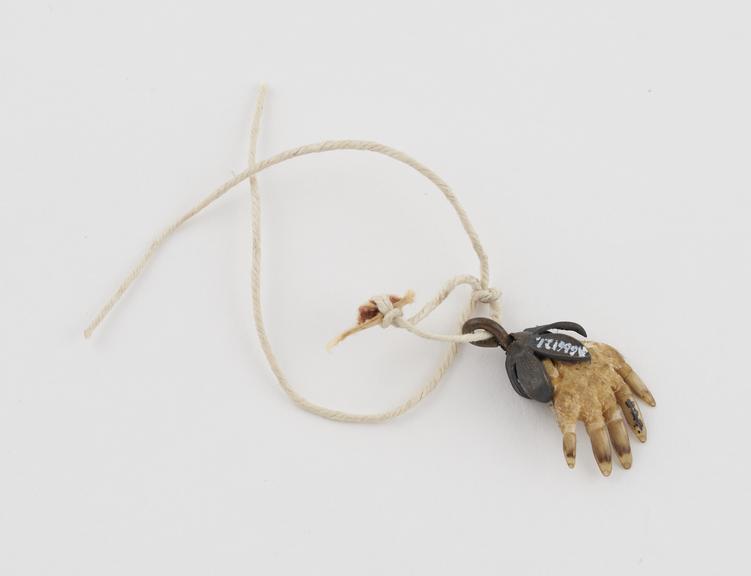 Amulet in form of a mole's foot set into metal holder with