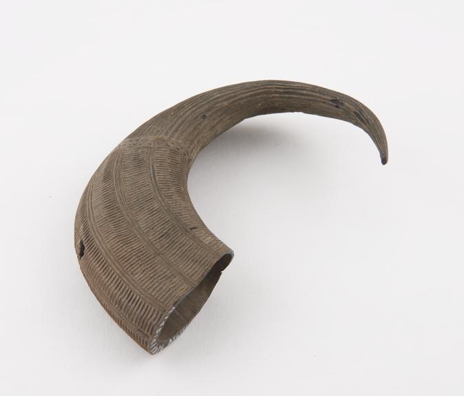 Amuletic horn with incised linear designs