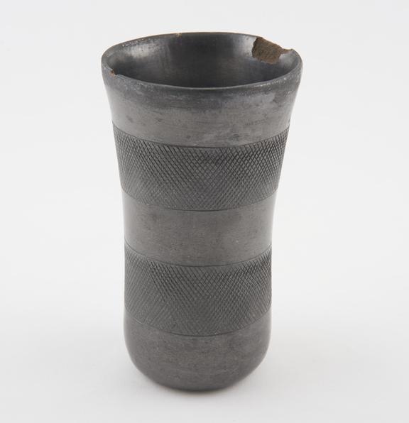 Black earthenware beaker with graphite finish, typical