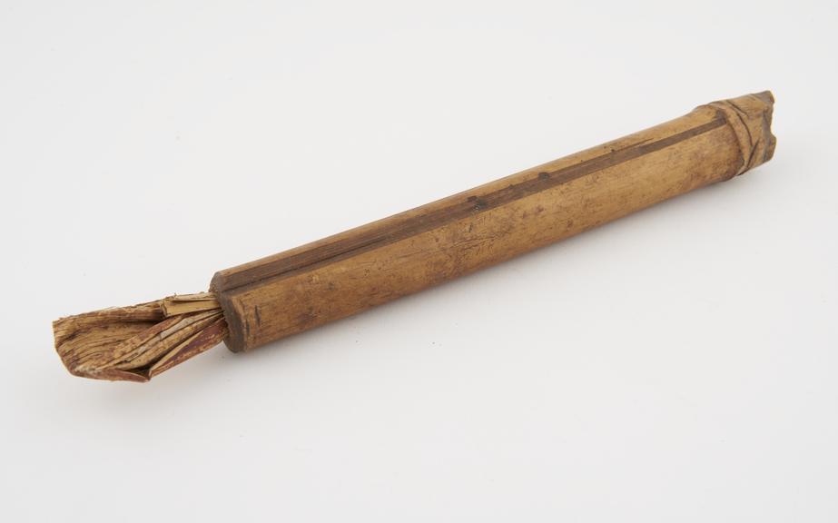 Bamboo container with reed stopper, used by medicine man