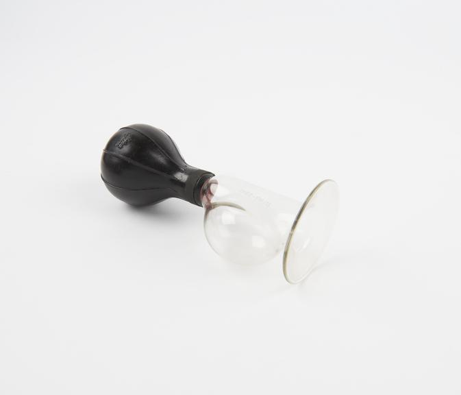 Size 2 breast reliever, glass and rubber, made by Ingram