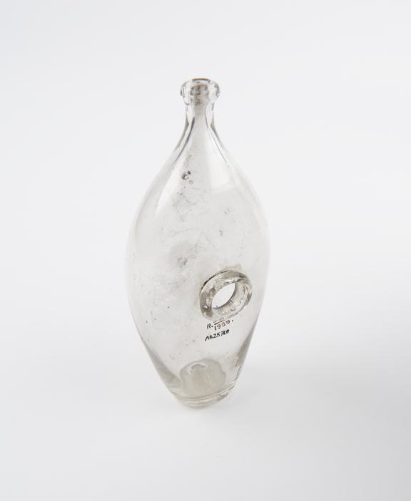 Glass infant's feeding bottle, boat shaped, 1801-1900