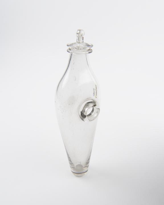 Glass infant's feeding bottle, boat-shaped