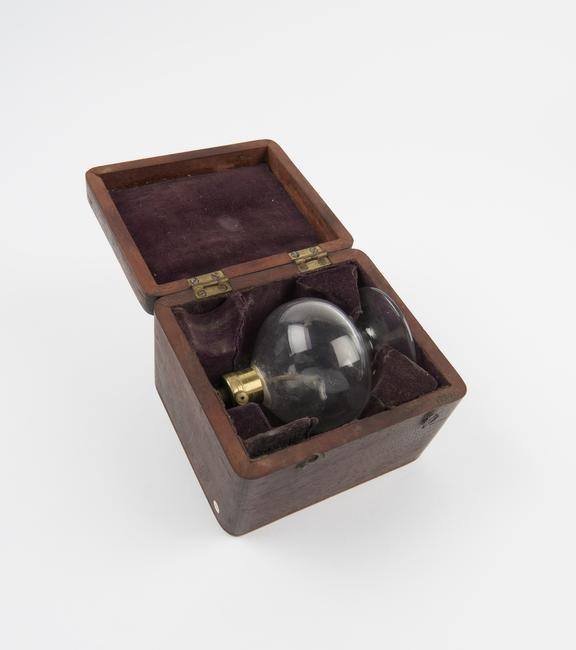 Breast pump in box, lacking syringe mid 19th century