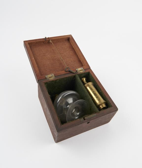 Breast pump in box, probably 1st half of 19th century