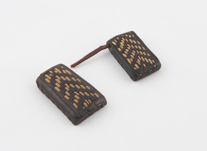 Two amulet cases, leather, rectangular