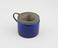 Blue glass spittoon with pewter top and handle