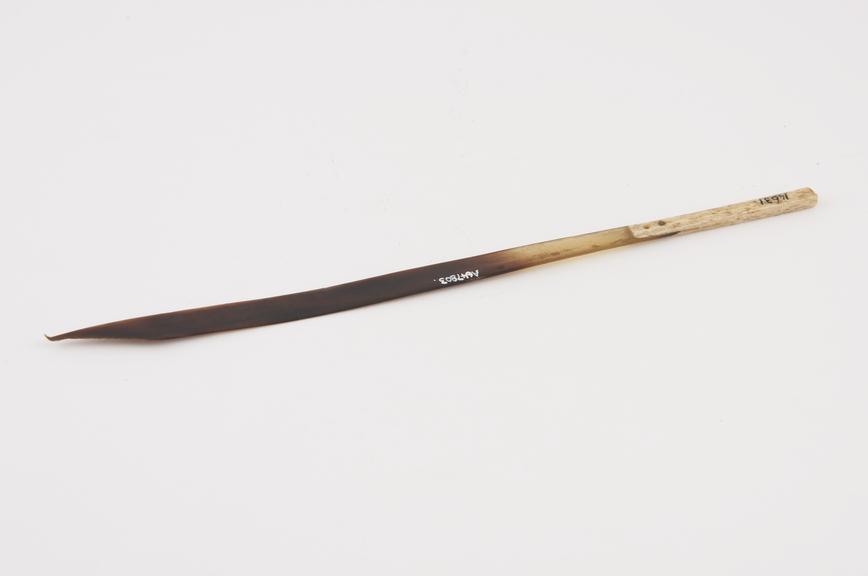 Tongue scraper, tortoiseshell and ivory, British