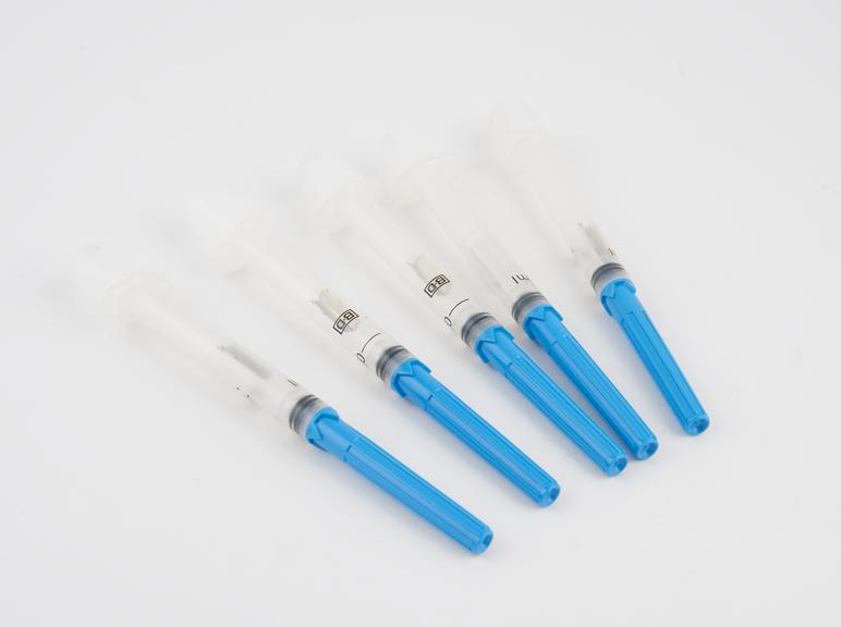 Roll of  five 0.5ml B-D `Soloshot' Syringes