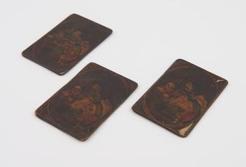 Playing cards painted with man and woman copulating