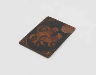 Playing card showing lions copulating