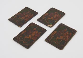 Playing cards with design painted on one side