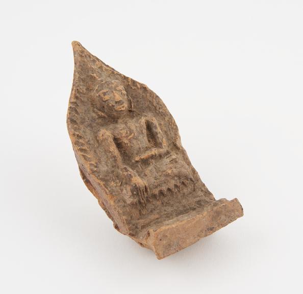 Terracotta plaque, of Buddha in earth witness gesture, Burmese