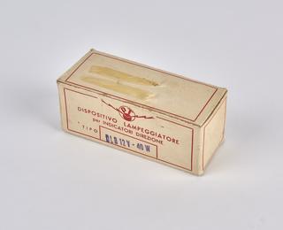 Cardboard box for P.T. flasher unit DLB 12V-40W, 1953