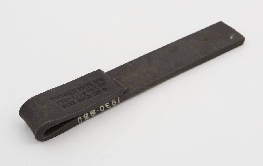 Forged bending strip, manganese steel, flattened cold, 1882-1884