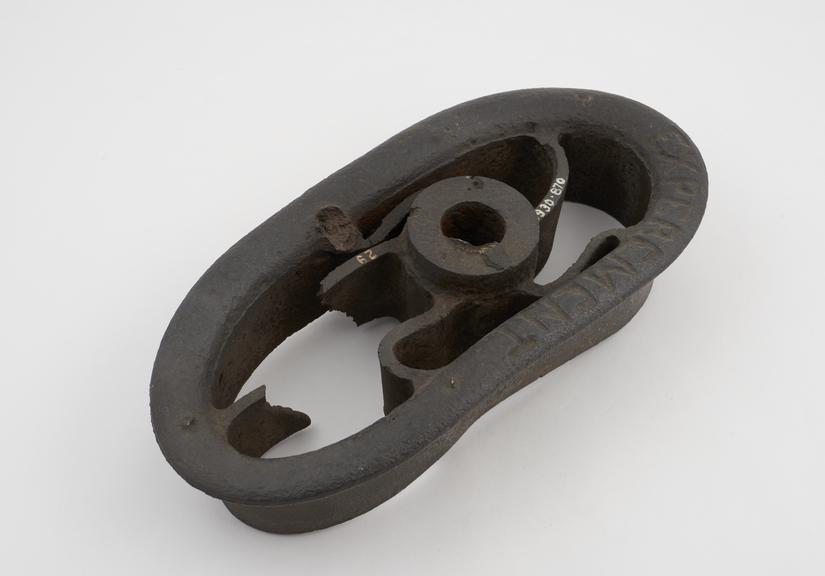 Colliery tub wheel, manganese steel, flattened cold, 1882-1884