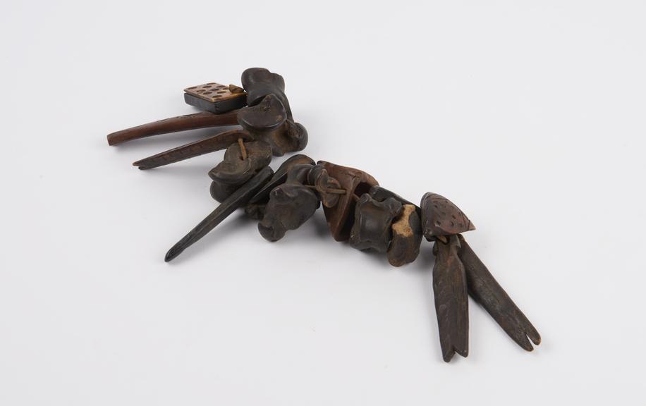 Medicine man's amulet or medicine', vertebrae, hooves