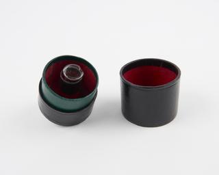 Glass measuring cylinder in case