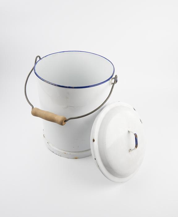 White enamelled iron pail