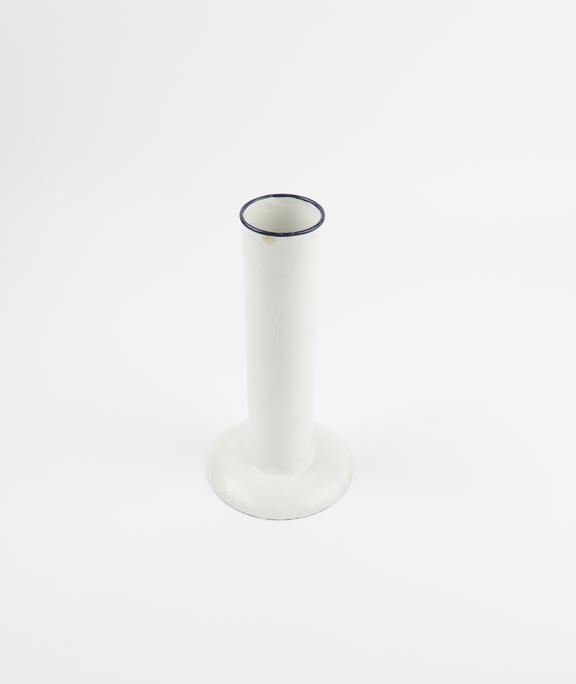 White enamelled iron cylindrical instrument holder