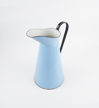 Light blue enamelled iron jug, Europe, 1900-1950