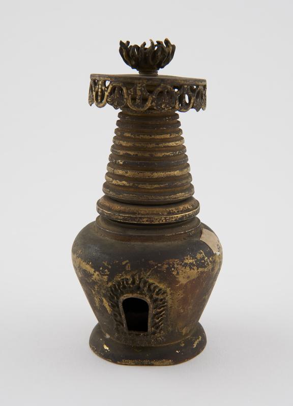 Reliquary in form of stupa, copper-gilt, Tibetan, 1801-1900