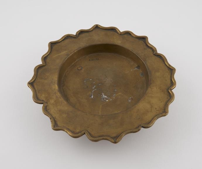 Brass buddhist dish, Tibetan, 1701-1900