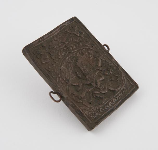 Buddhist copper amuletic box, Tibetan, 1701-1900