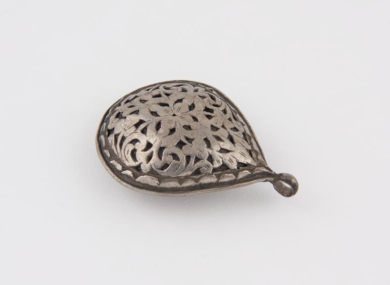 Silver pomander, pear shaped