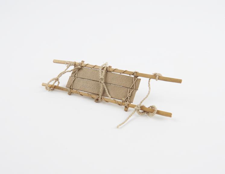 Model of stretcher made with wood, card and string, 1914-1918